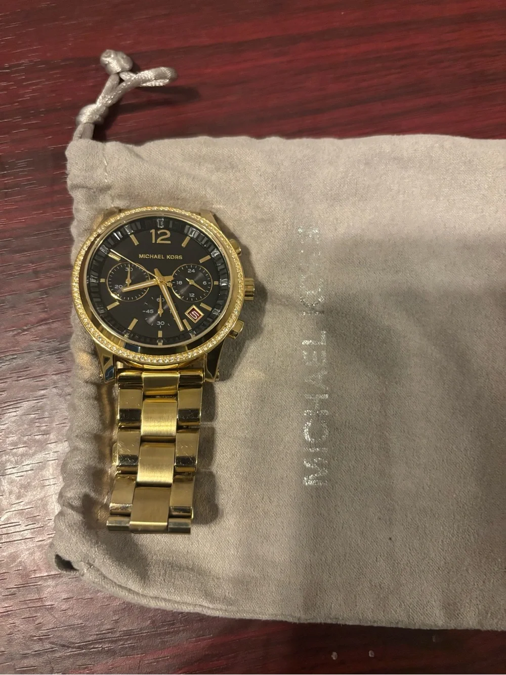 Michael Kors Gold and Black Chronograph Watch. MK6063